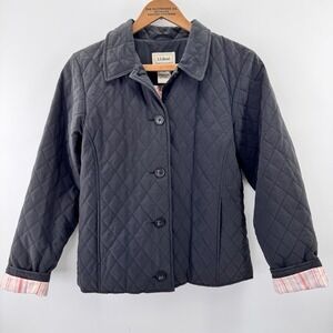 LL Bean Quilted Jacket Women Sz S Navy Lightweight Preppy Granola Country Farm